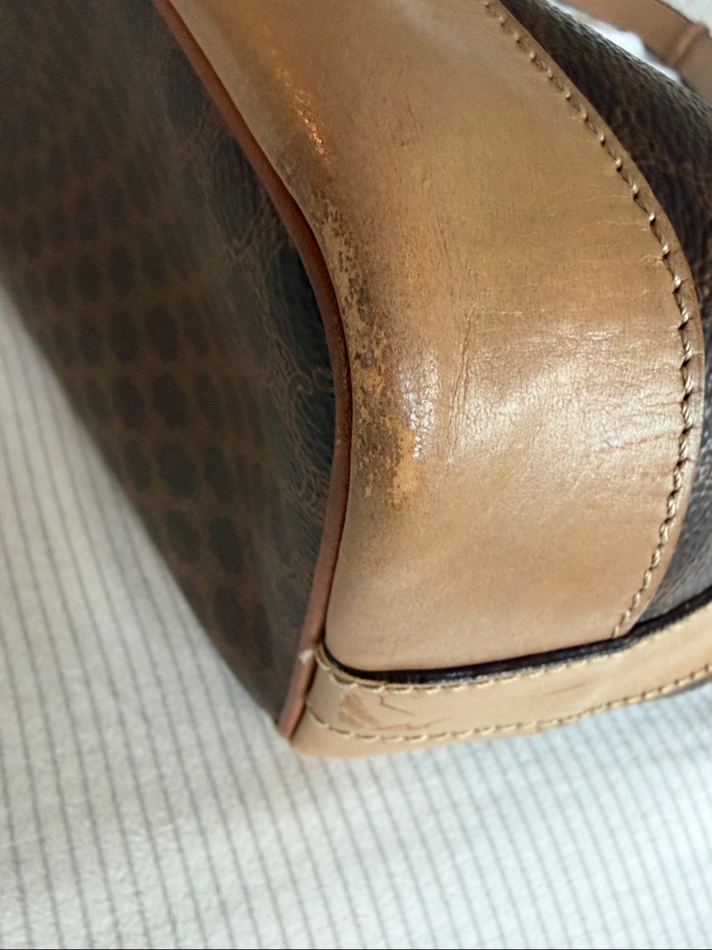 Celine Brown Monogram Bucket Bag with Tan Trim and Matching Pouch - Picture 10 of 16